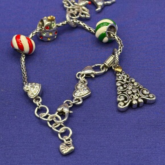 Brighton Christmas Theme Silver Plated Charm Bracelet & Earrings - Picture 8 of 16